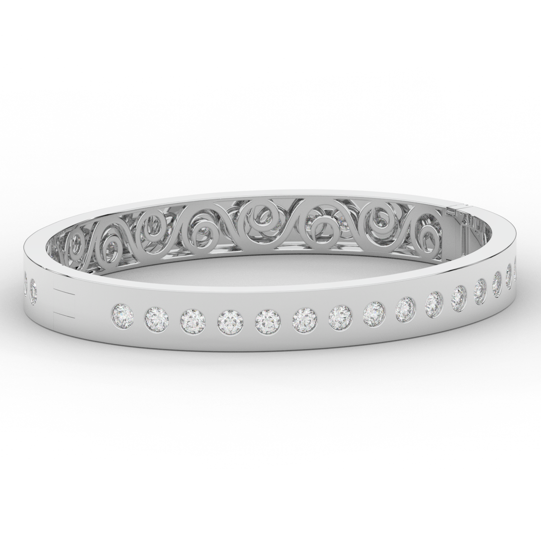 4.50CT.TW ROUND LAB DIAMOND ETERNITY BEZEL SET BANGLE - Nazarelle
