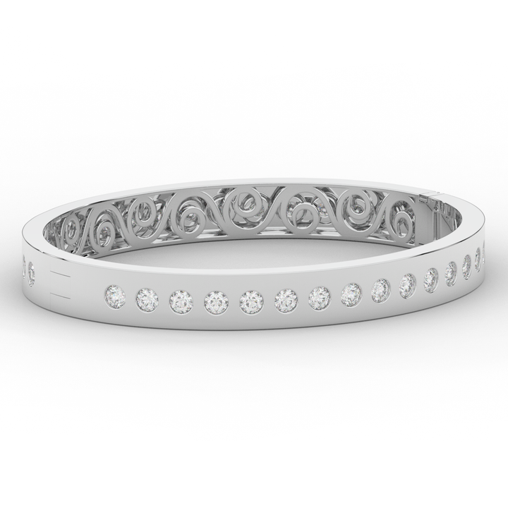 4.50CT.TW ROUND LAB DIAMOND ETERNITY BEZEL SET BANGLE - Nazarelle