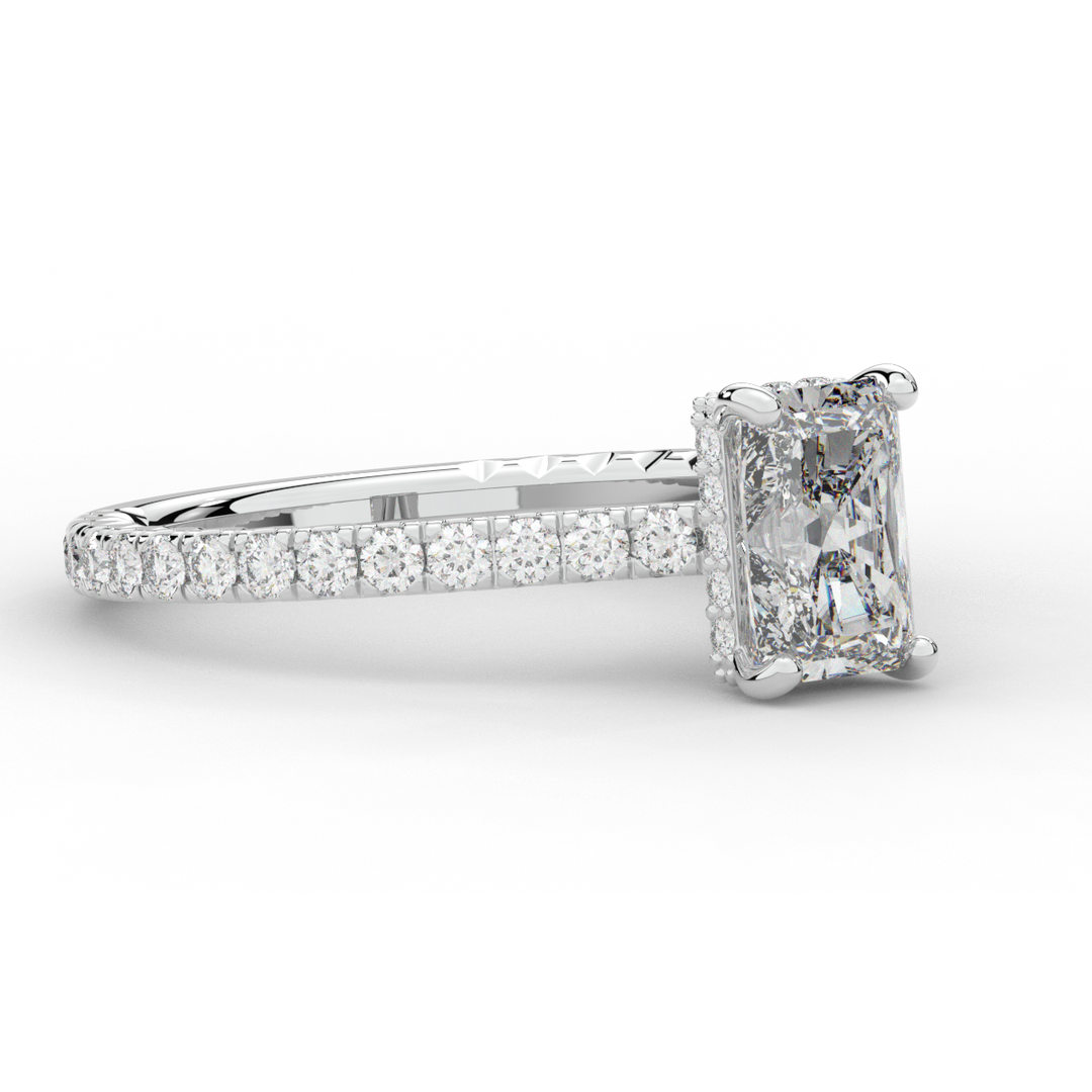 2.10CT.TW RADIANT LAB DIAMOND UNDERHALO SOLITAIRE ENGAGEMENT RING - Nazarelle