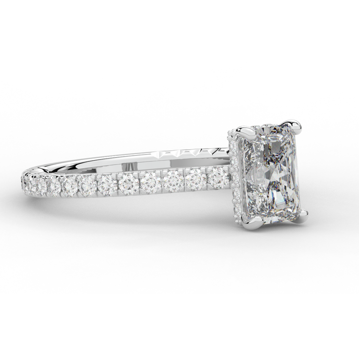 2.10CT.TW RADIANT LAB DIAMOND UNDERHALO SOLITAIRE ENGAGEMENT RING - Nazarelle