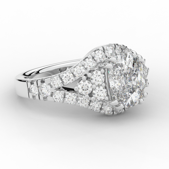 3.10CT.TW CUSHION LAB DIAMOND HALO ENGAGEMENT RING - Nazarelle