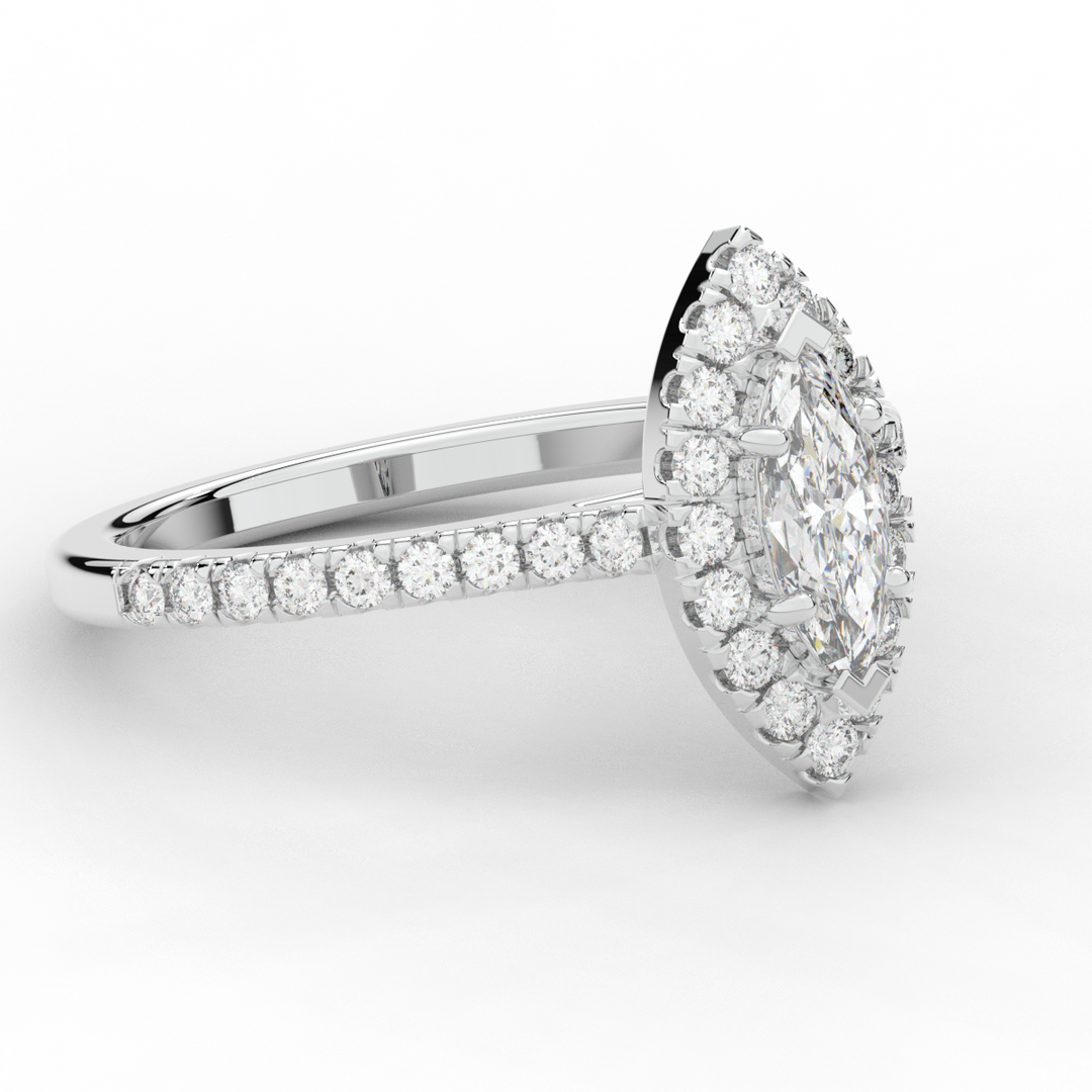 0.80CT.TW MARQUISE LAB DIAMOND HALO ENGAGEMENT RING - Nazarelle
