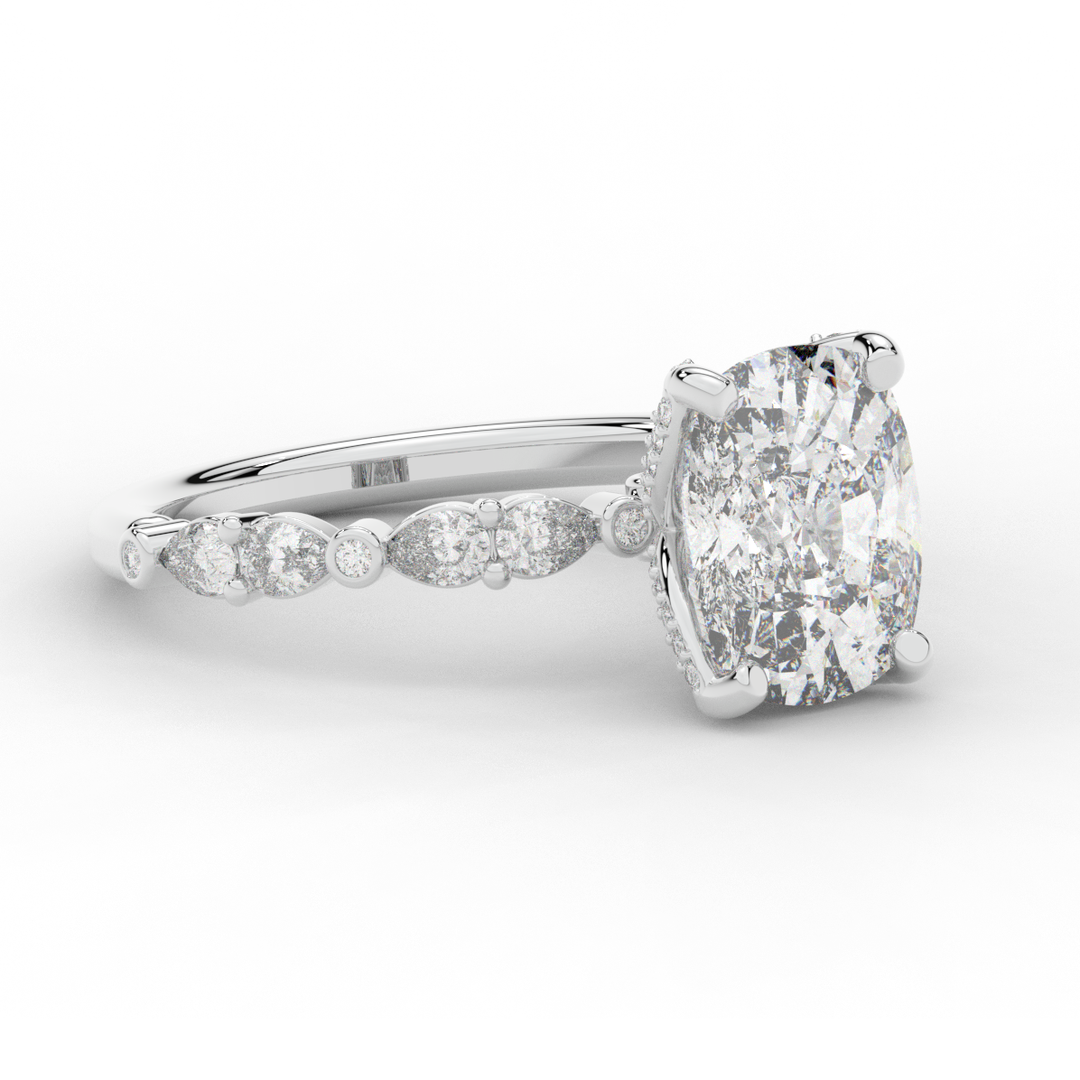 3.60CT.TW CUSHION LAB DIAMOND SOLITAIRE ENGAGEMENT RING - Nazarelle