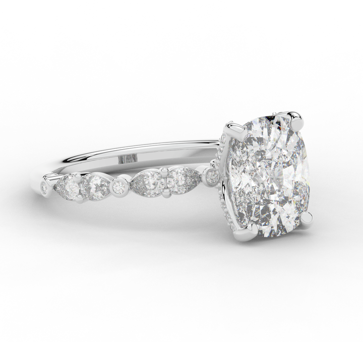 3.60CT.TW CUSHION LAB DIAMOND SOLITAIRE ENGAGEMENT RING - Nazarelle