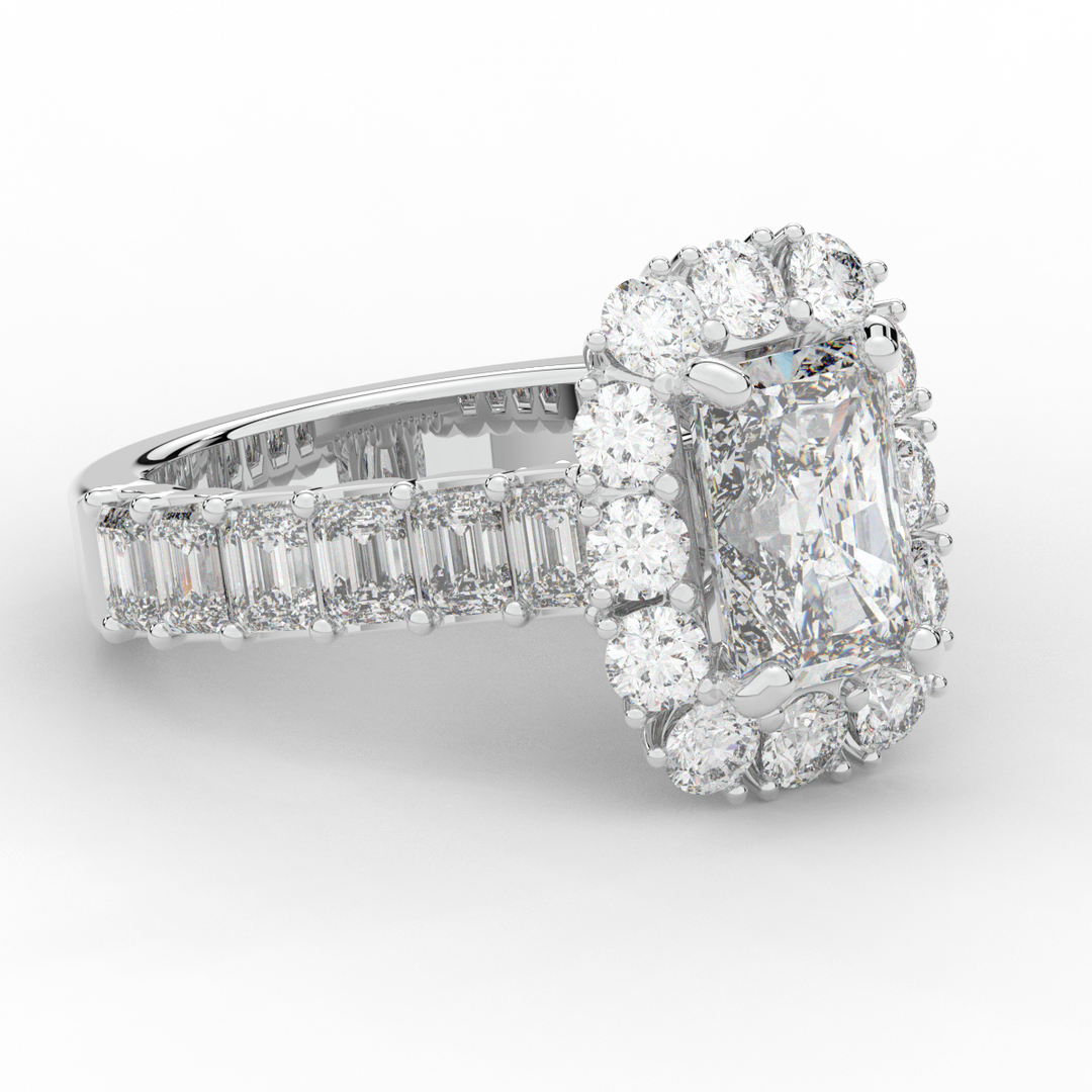 6.00CT.TW RADIANT LAB DIAMOND HALO ENGAGEMENT RING - Nazarelle