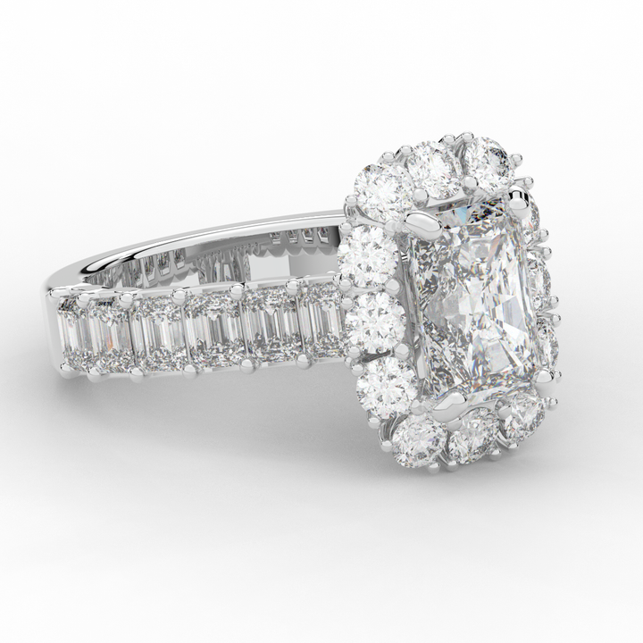 6.00CT.TW RADIANT LAB DIAMOND HALO ENGAGEMENT RING - Nazarelle