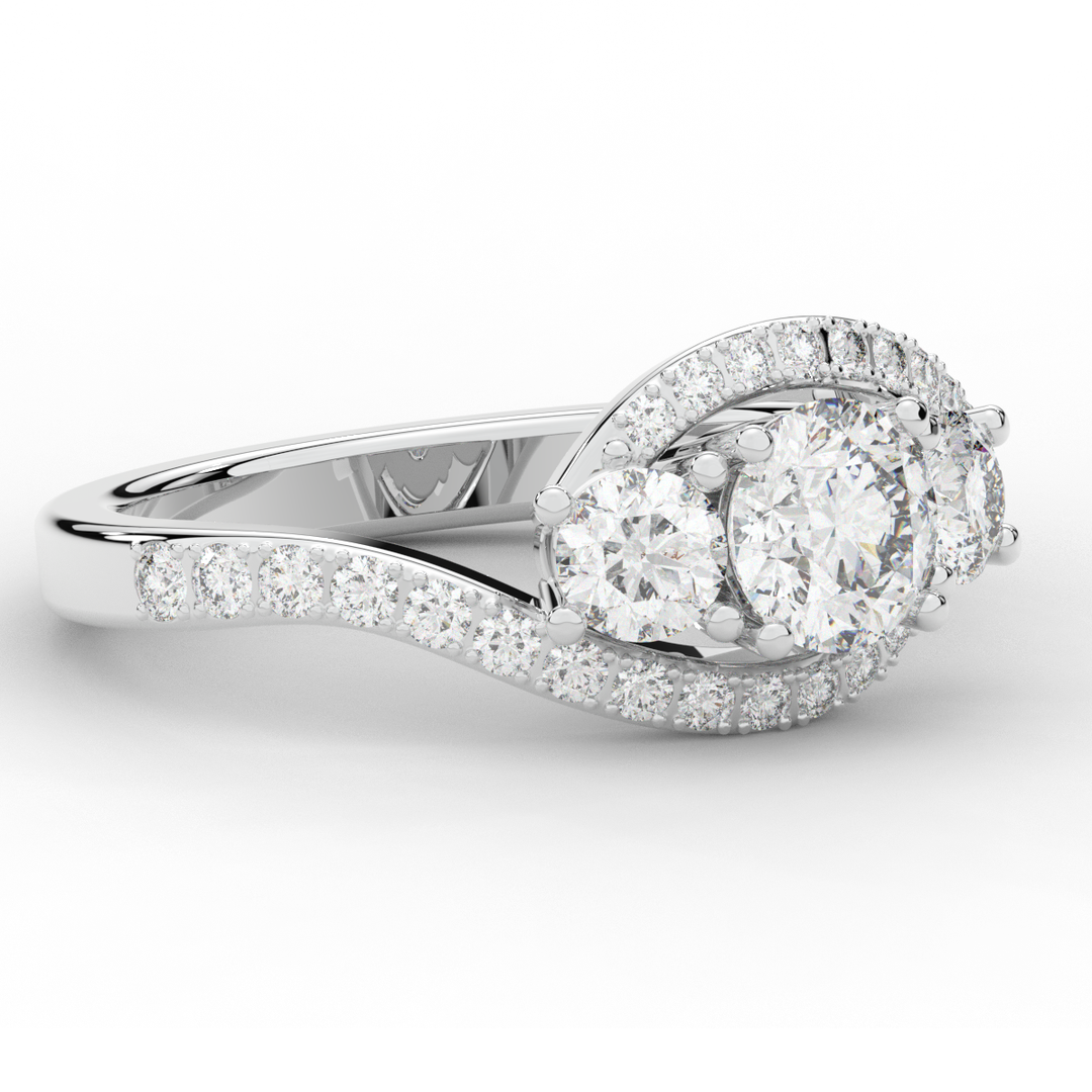1.65CT.TW ROUND LAB DIAMOND TWIST HALO ENGAGEMENT RING - Nazarelle