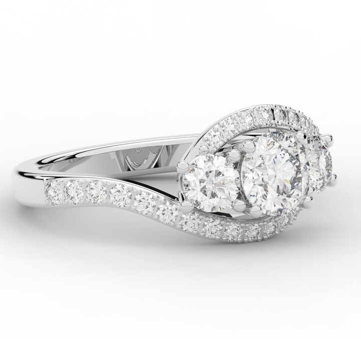 1.65CT.TW ROUND LAB DIAMOND TWIST HALO ENGAGEMENT RING - Nazarelle
