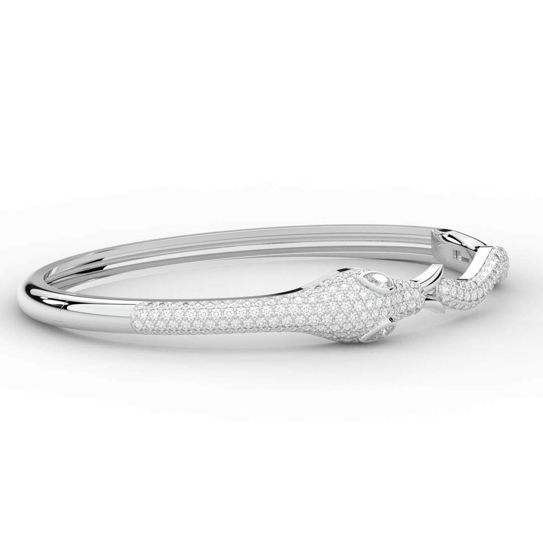 2.00CT.TW ROUND AND PEAR LAB DIAMOND SNAKE BANGLE - Nazarelle