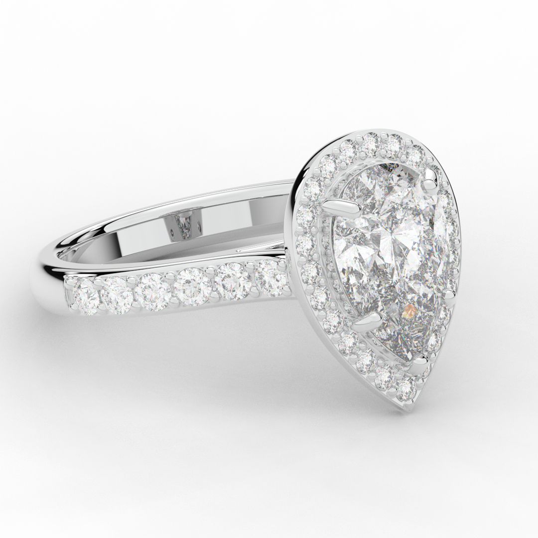 2.50CT.TW PEAR LAB DIAMOND HALO ENGAGEMENT RING - Nazarelle