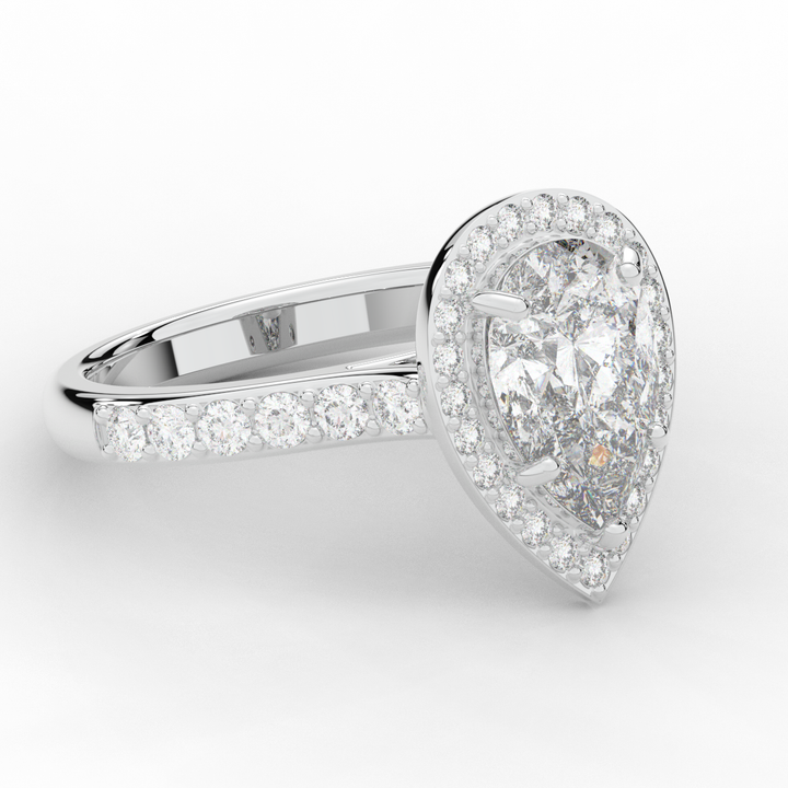 2.50CT.TW PEAR LAB DIAMOND HALO ENGAGEMENT RING - Nazarelle