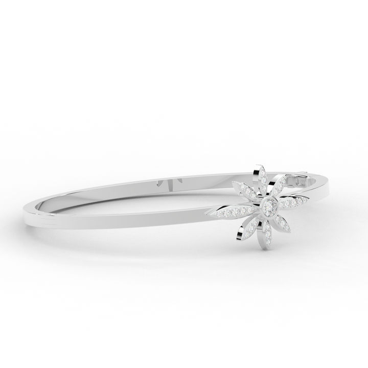 0.40CT.TW ROUND LAB BEZEL AND PRONG SET FLOWER DIAMOND BANGLE - Nazarelle