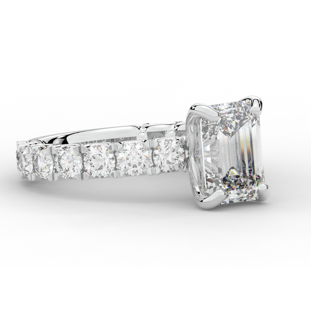 4.35CT.TW EMERALD CUT LAB DIAMOND ENGAGEMENT RING - Nazarelle