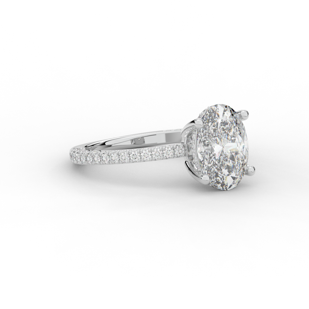 3.15CT.TW OVAL LAB DIAMOND SOLITAIRE ENGAGEMENT RING - Nazarelle