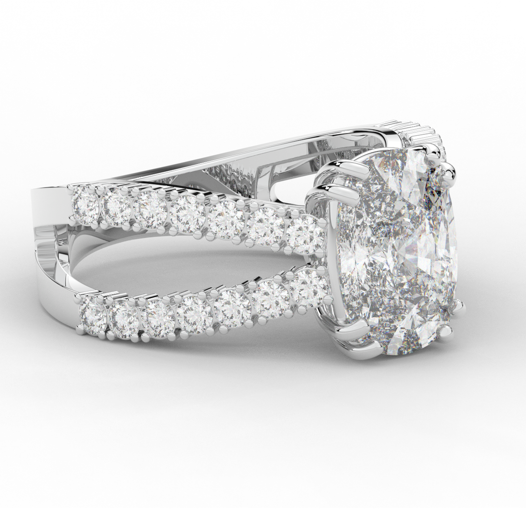 3.75CT.TW CUSHION LAB DIAMOND SPLIT BAND ENGAGEMENT RING - Nazarelle