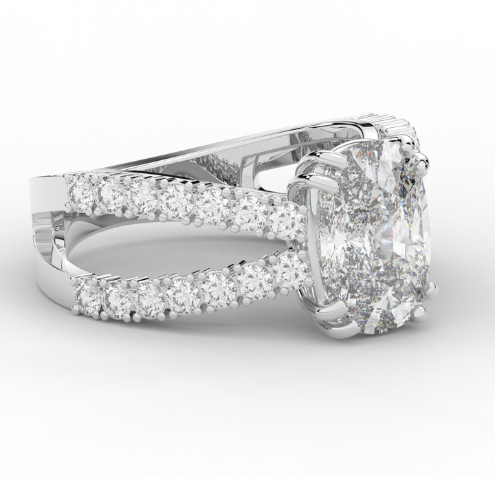 3.75CT.TW CUSHION LAB DIAMOND SPLIT BAND ENGAGEMENT RING - Nazarelle
