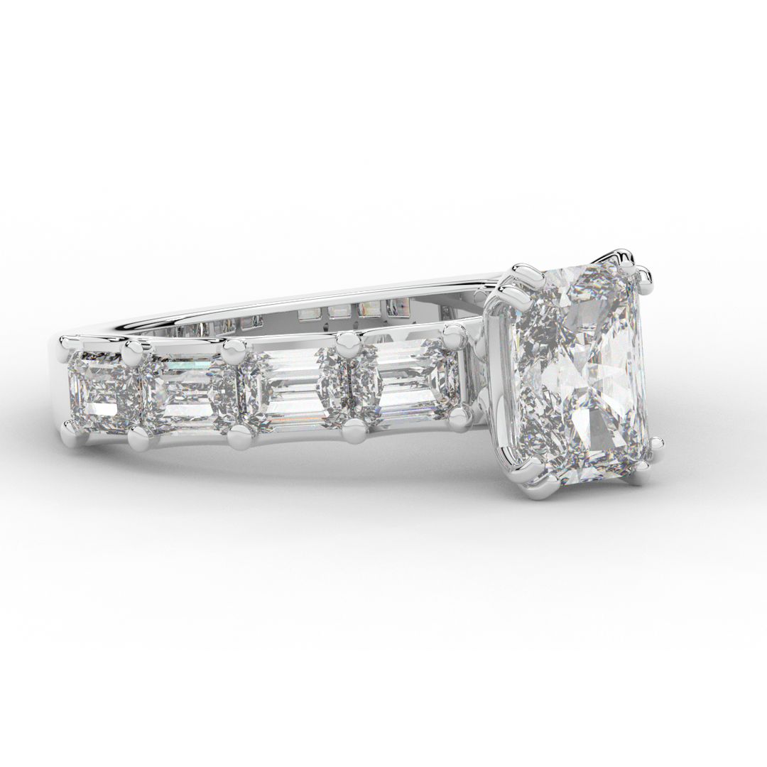 3.75CT.TW RADIANT LAB DIAMOND SOLITAIRE ENGAGEMENT RING - Nazarelle