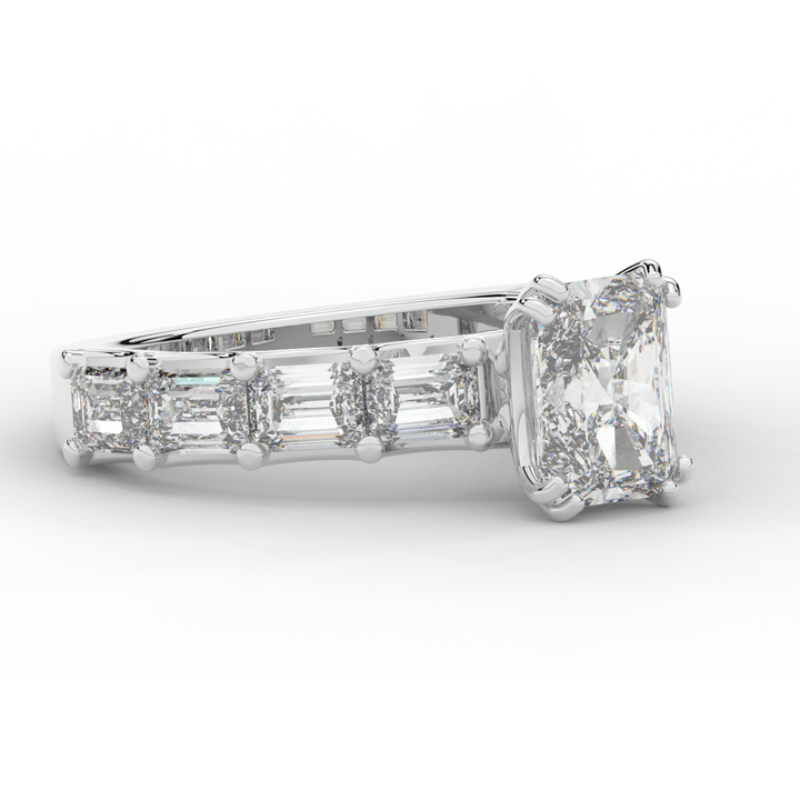 3.75CT.TW RADIANT LAB DIAMOND SOLITAIRE ENGAGEMENT RING - Nazarelle