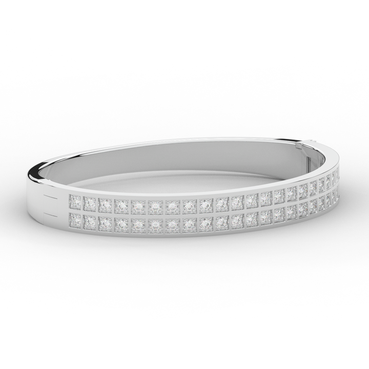 2.00CT.TW ROUND LAB TWO ROW DIAMOND BANGLE - Nazarelle