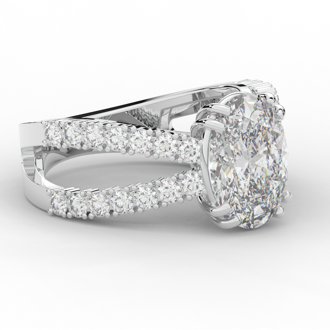 3.75CT.TW OVAL LAB DIAMOND SPLIT BAND ENGAGEMENT RING - Nazarelle