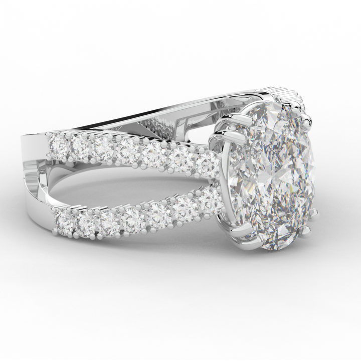 3.75CT.TW OVAL LAB DIAMOND SPLIT BAND ENGAGEMENT RING - Nazarelle
