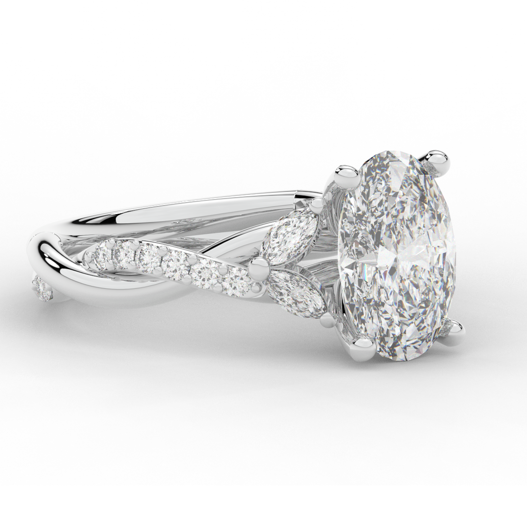 2.40CT.TW OVAL LAB DIAMOND TWIST ENGAGEMENT RING - Nazarelle