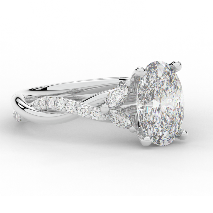 2.40CT.TW OVAL LAB DIAMOND TWIST ENGAGEMENT RING - Nazarelle