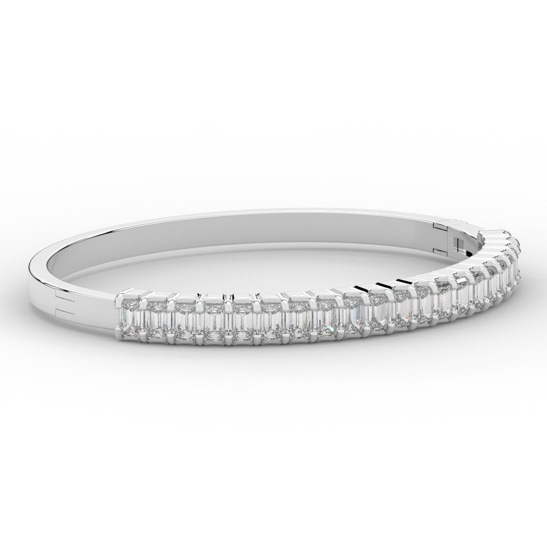 6.50CT.TW EMERALD CUT LAB DIAMOND BANGLE - Nazarelle