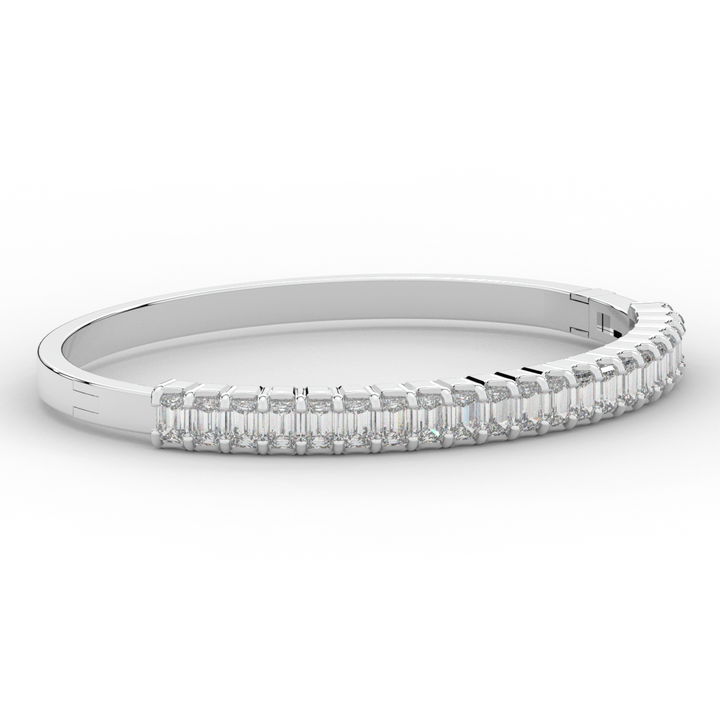 6.50CT.TW EMERALD CUT LAB DIAMOND BANGLE - Nazarelle