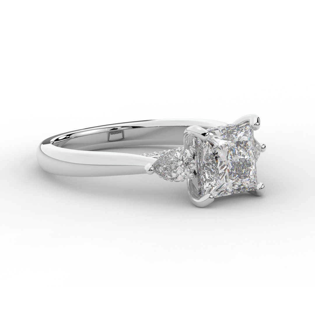 2.40CT.TW PRINCESS LAB DIAMOND 3 STONE ENGAGEMENT RING - Nazarelle