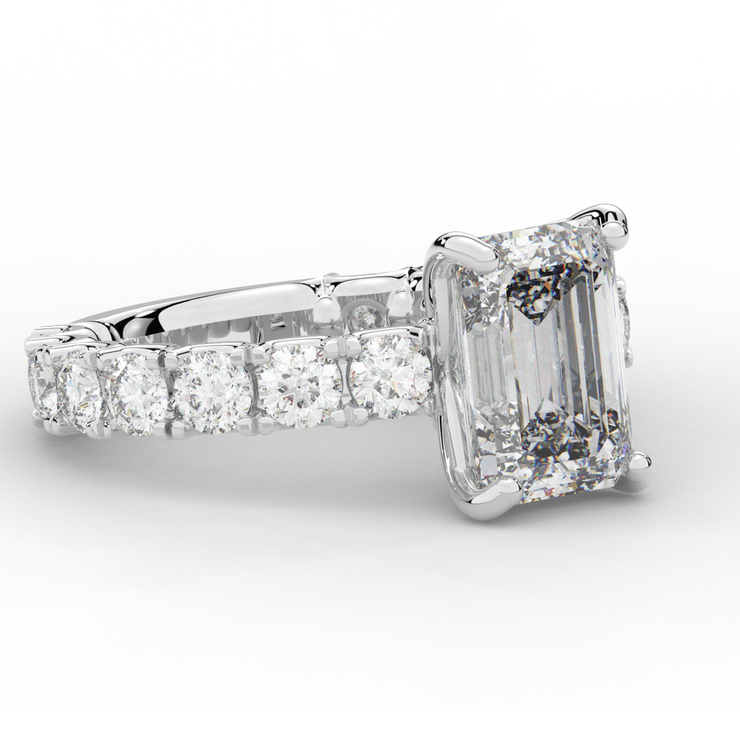 4.35CT.TW EMERALD CUT LAB DIAMOND ENGAGEMENT RING - Nazarelle
