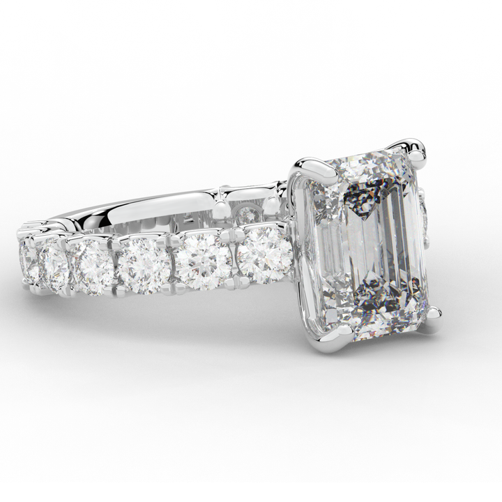 4.35CT.TW EMERALD CUT LAB DIAMOND ENGAGEMENT RING - Nazarelle