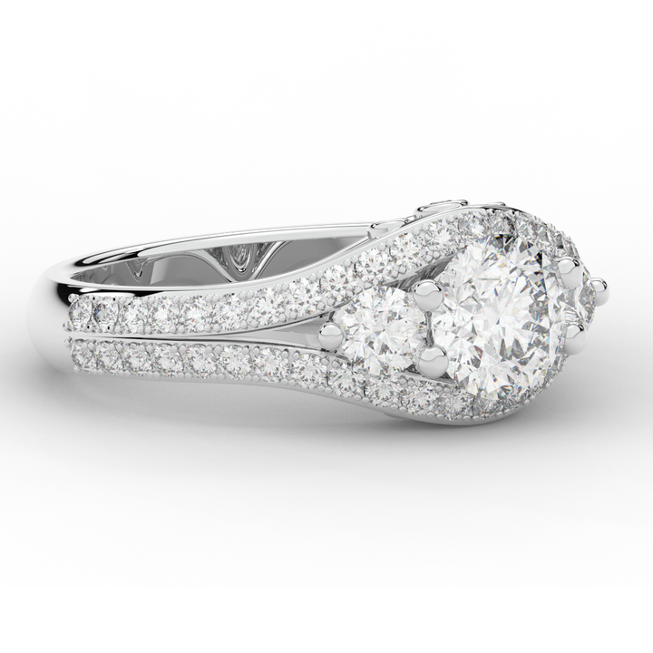 1.90CT.TW ROUND LAB DIAMOND THREE STONE ENGAGEMENT RING - Nazarelle