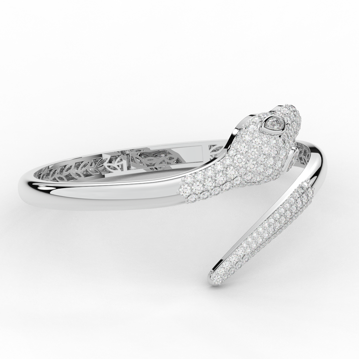 3.75CT.TW ROUND AND PEAR LAB DIAMOND SNAKE BANGLE - Nazarelle
