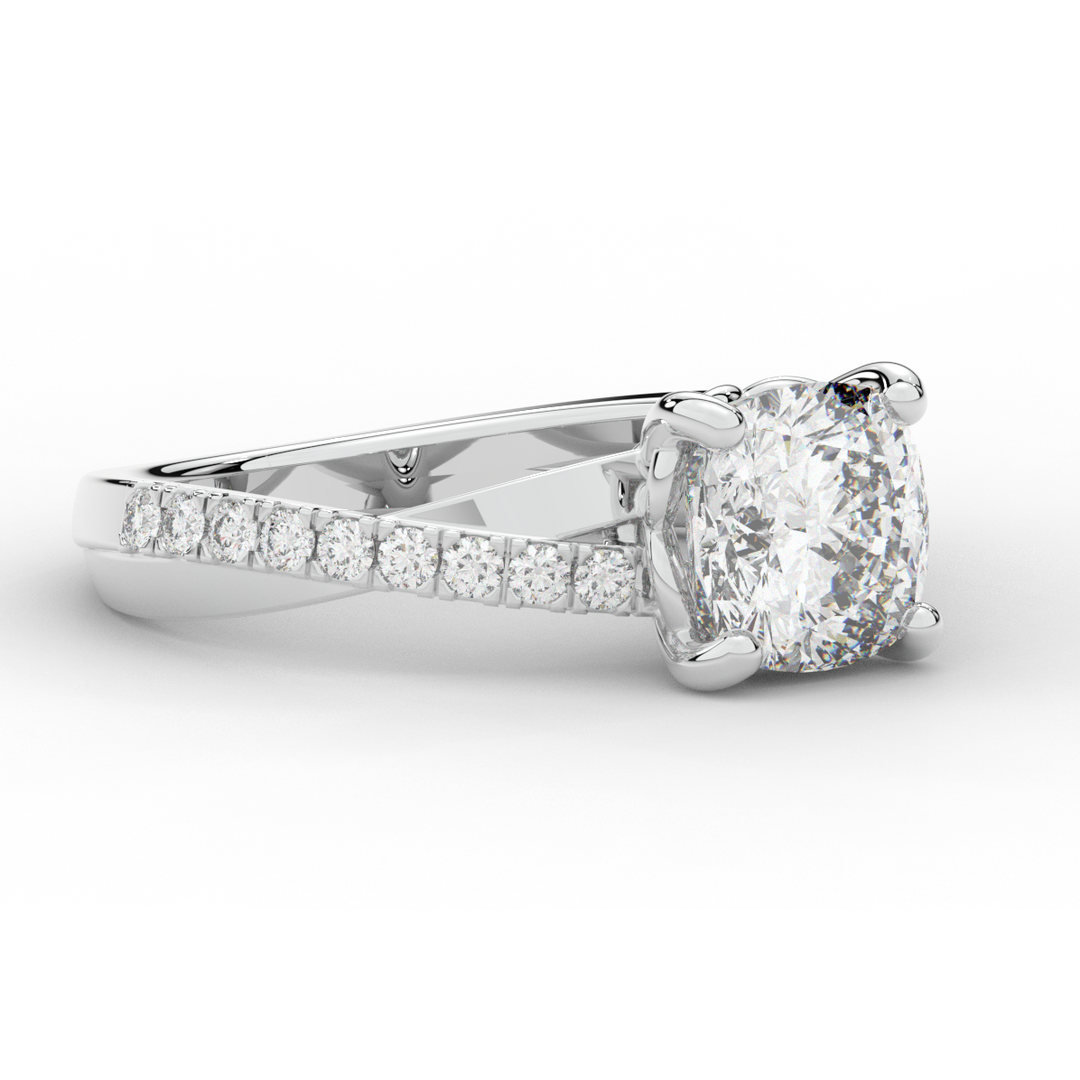 2.20CT.TW CUSHION LAB DIAMOND TWISTBAND ENGAGEMENT RING - Nazarelle