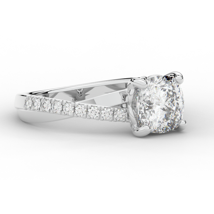 2.20CT.TW CUSHION LAB DIAMOND TWISTBAND ENGAGEMENT RING - Nazarelle