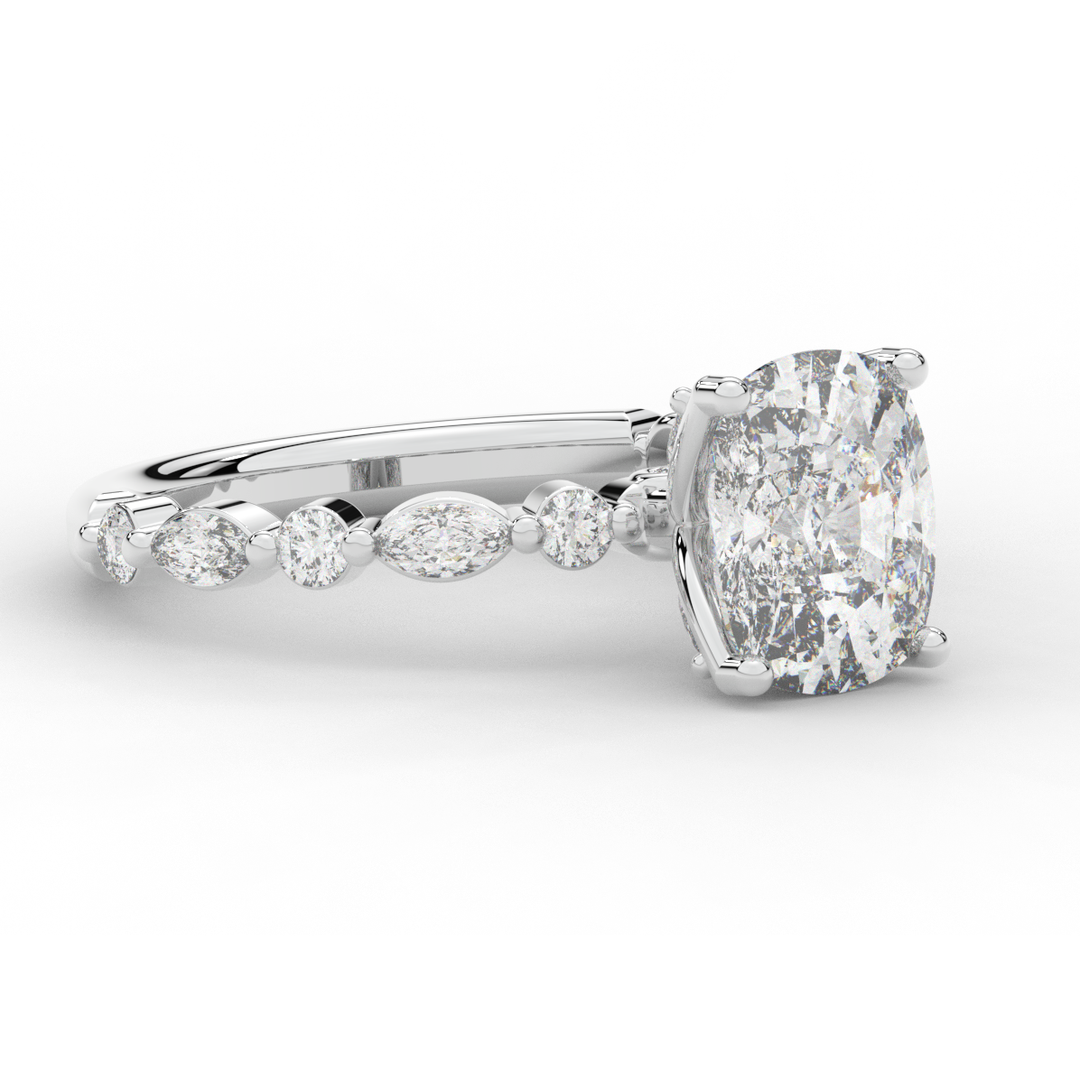 2.60CT.TW CUSHION LAB DIAMOND SOLITAIRE ENGAGEMENT RING - Nazarelle