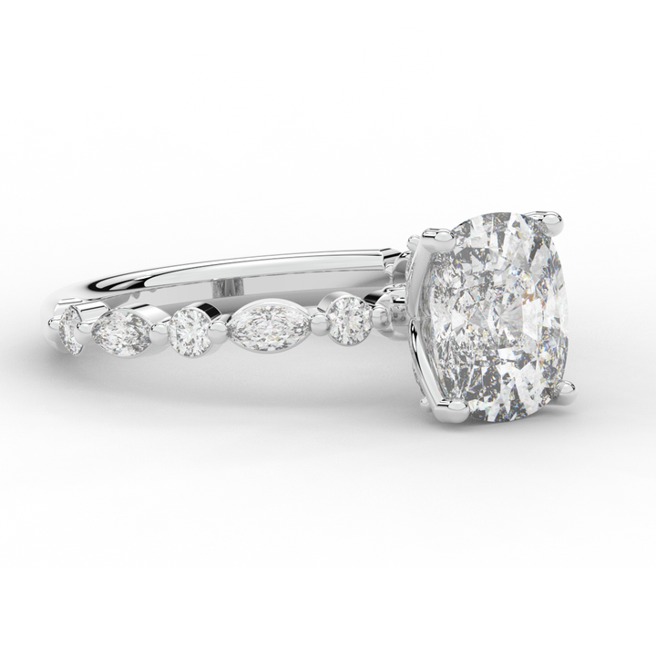 2.60CT.TW CUSHION LAB DIAMOND SOLITAIRE ENGAGEMENT RING - Nazarelle