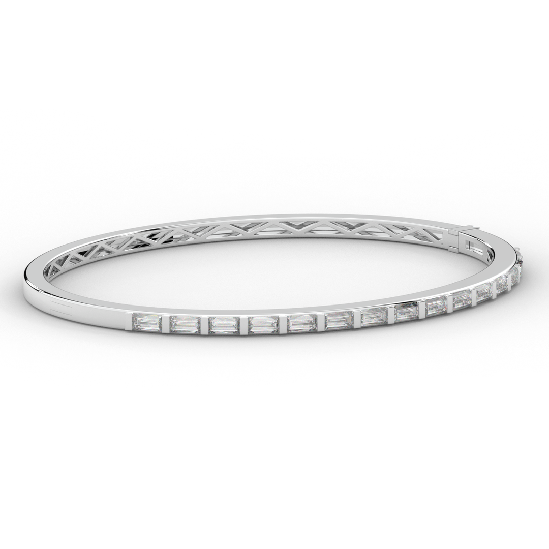 1.50CT.TW BAGUETTE LAB DIAMOND SHARED PRONG BANGLE - Nazarelle