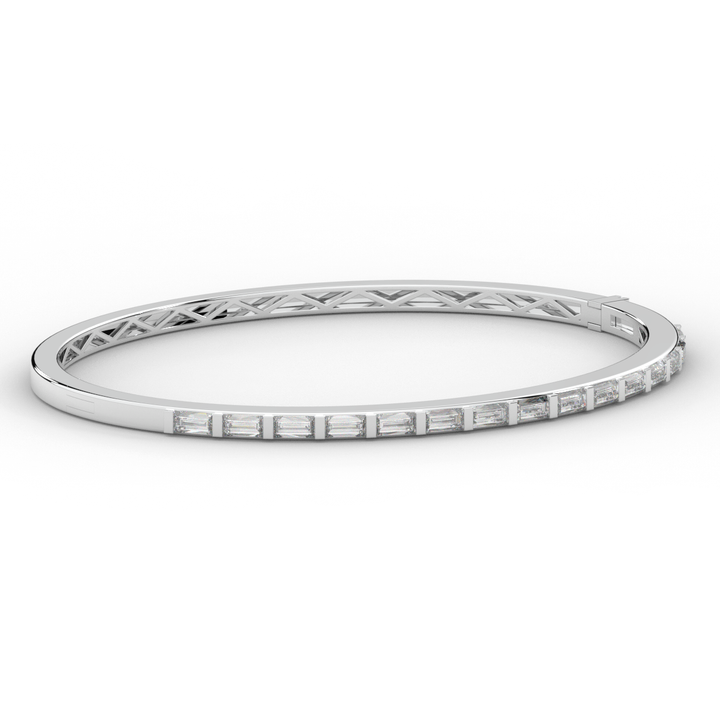 1.50CT.TW BAGUETTE LAB DIAMOND SHARED PRONG BANGLE - Nazarelle