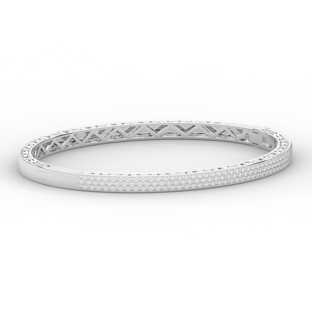 0.75CT.TW 3 ROW ROUND LAB DIAMOND  BANGLE - Nazarelle