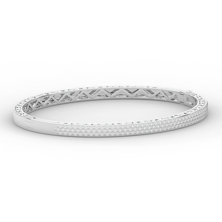 0.75CT.TW 3 ROW ROUND LAB DIAMOND  BANGLE - Nazarelle