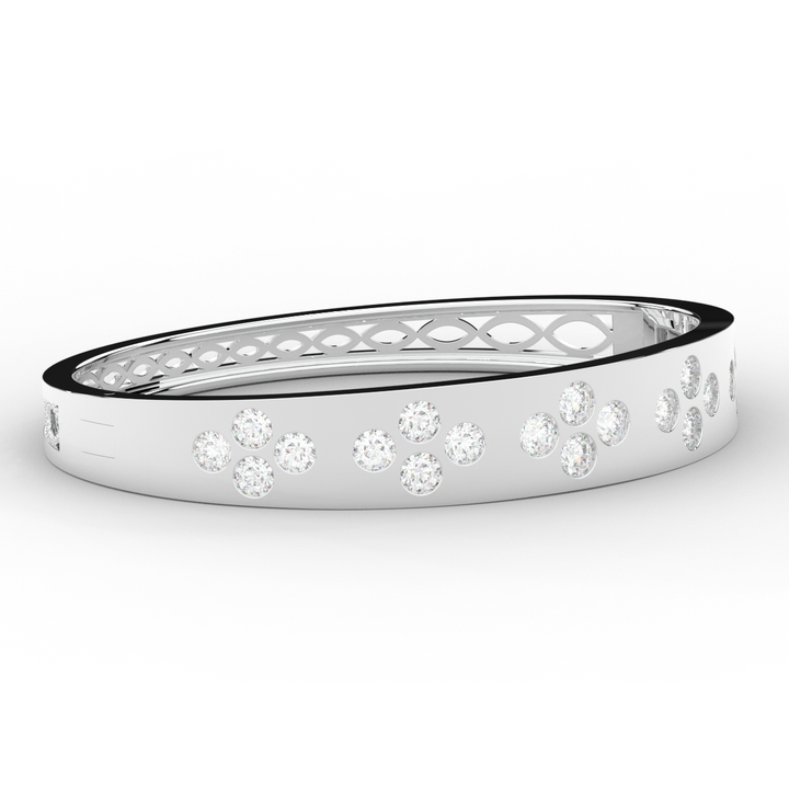 4.10CT.TW ROUND LAB DIAMOND BEZEL SET BANGLE - Nazarelle