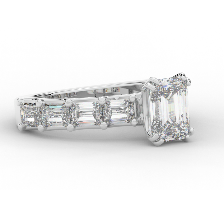 3.75CT.TW EMERALD CUT LAB DIAMOND SOLITAIRE ENGAGEMENT RING - Nazarelle