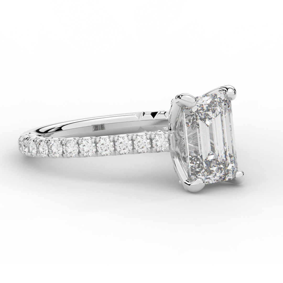 2.70CT.TW EMERALD CUT LAB DIAMOND SOLITAIRE ENGAGEMENT RING - Nazarelle