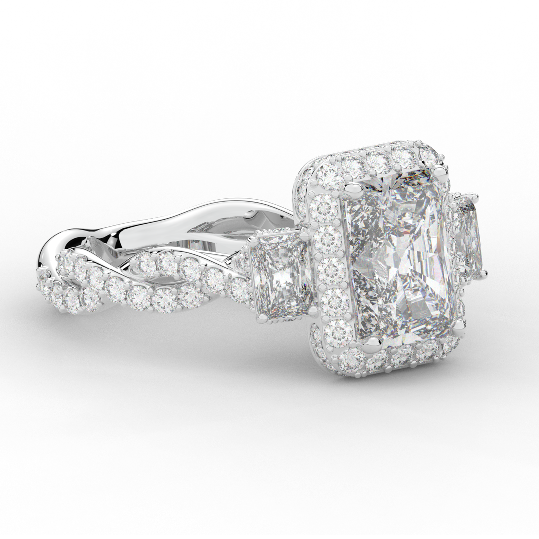 4.70CT.TW RADIANT LAB DIAMOND 3 STONE ENGAGEMENT RING - Nazarelle