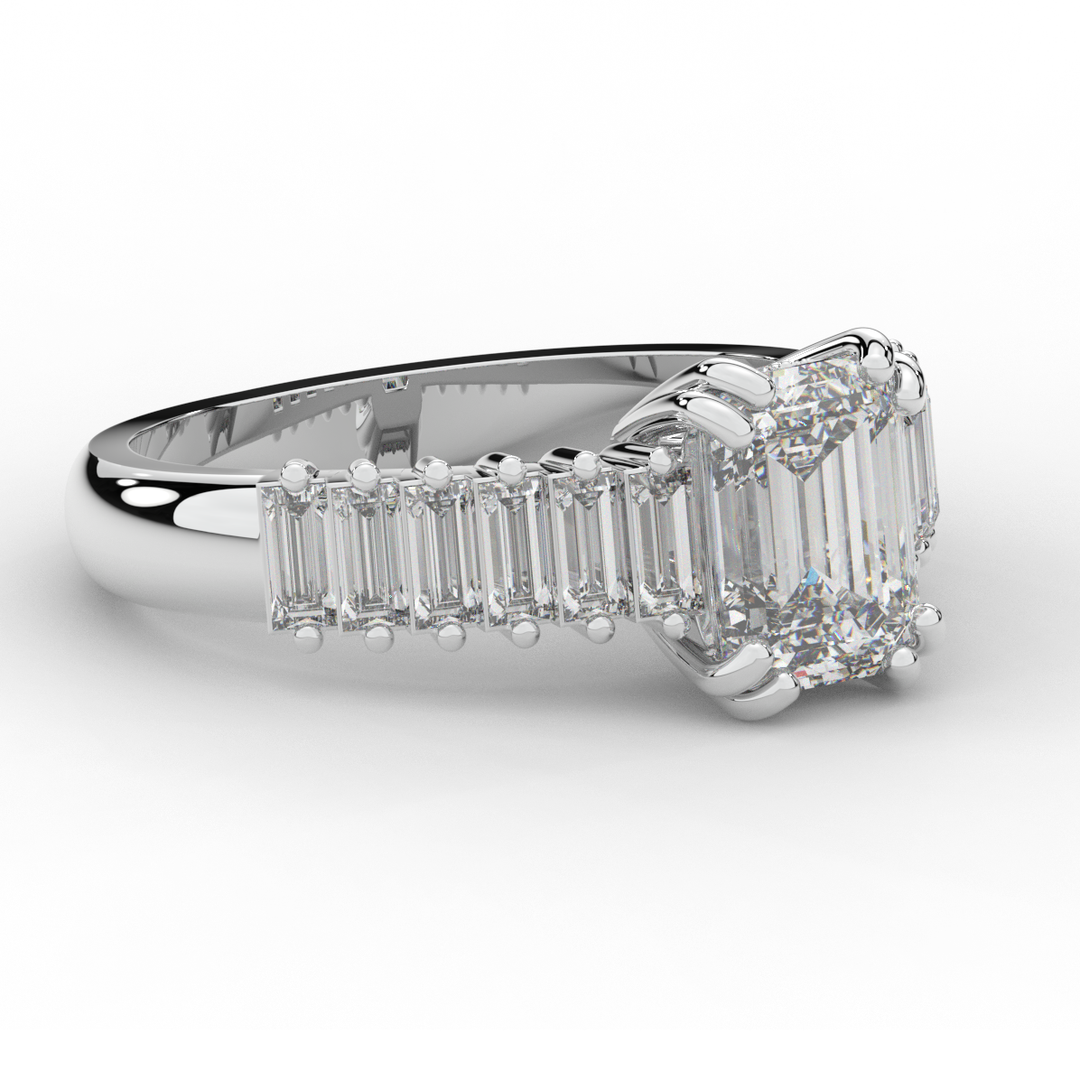 2.60CT.TW EMERALD CUT LAB DIAMOND ENGAGEMENT RING - Nazarelle