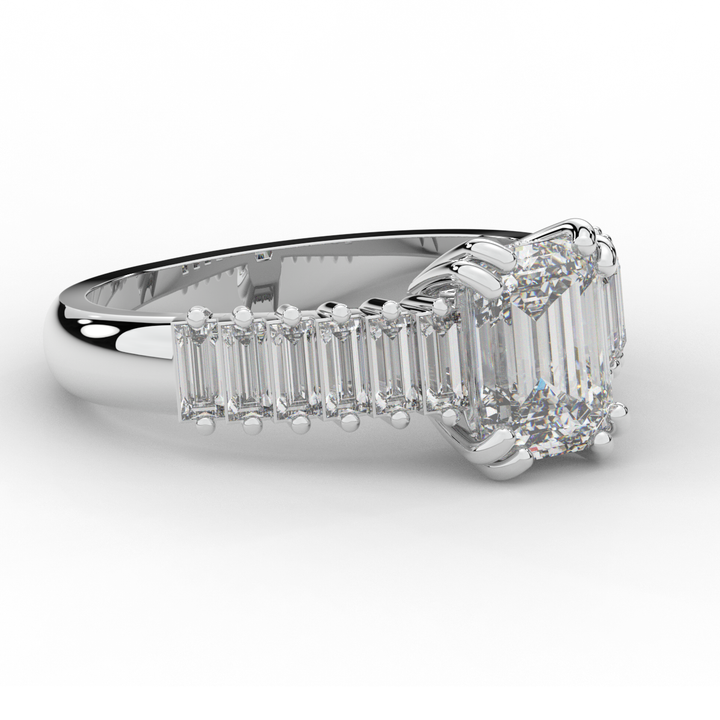2.60CT.TW EMERALD CUT LAB DIAMOND ENGAGEMENT RING - Nazarelle