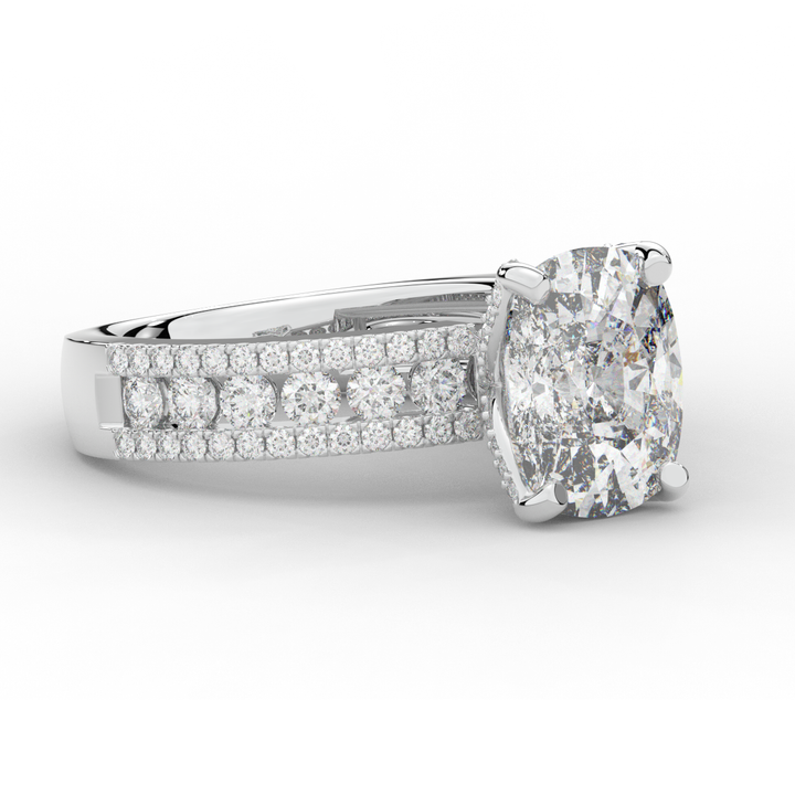 3.95CT.TW CUSHION LAB DIAMOND SOLITAIRE ENGAGEMENT RING - Nazarelle