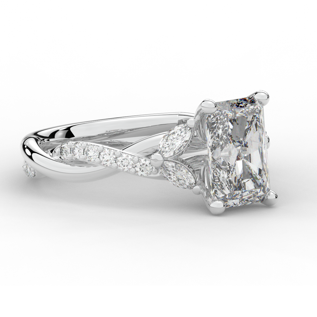 2.40CT.TW RADIANT LAB DIAMOND TWIST BAND ENGAGEMENT RING - Nazarelle